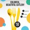 Exquisite Polished Plastic Silverware – 150 Pcs Heavy Duty Cutlery Set – 50 Each of Forks, Knives & Spoons – Disposable Utensil Set for Parties, Events & Catering – Flatware Set by Party Solids